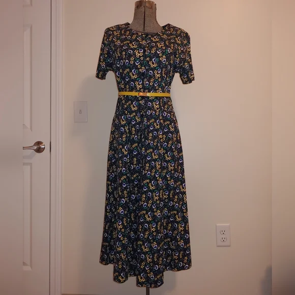 navy blue dress for baby girl 90s Rose Floral Button Front Maxi Dress — Schipper Vintage main image 0